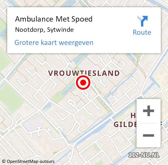 Locatie op kaart van de 112 melding: Ambulance Met Spoed Naar Nootdorp, Sytwinde op 3 juni 2024 13:23