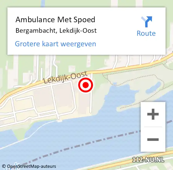 Locatie op kaart van de 112 melding: Ambulance Met Spoed Naar Bergambacht, Lekdijk-Oost op 3 juni 2024 13:55