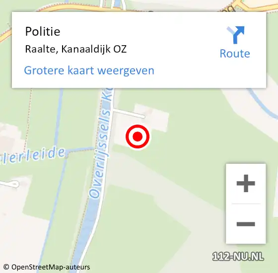 Locatie op kaart van de 112 melding: Politie Raalte, Kanaaldijk OZ op 3 juni 2024 13:59