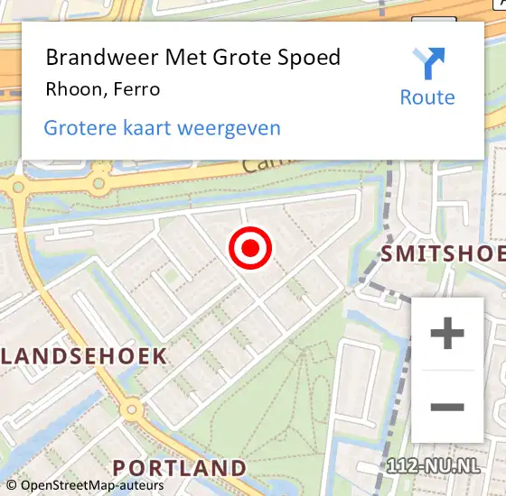 Locatie op kaart van de 112 melding: Brandweer Met Grote Spoed Naar Rhoon, Ferro op 3 juni 2024 14:02