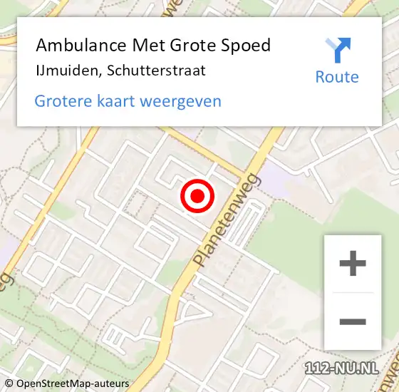 Locatie op kaart van de 112 melding: Ambulance Met Grote Spoed Naar IJmuiden, Schutterstraat op 3 juni 2024 14:14