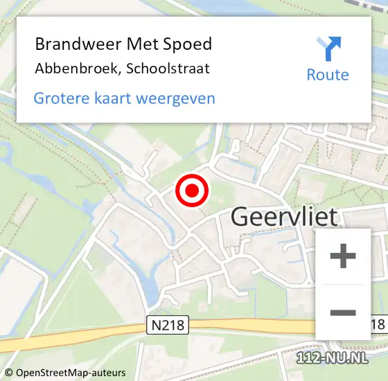 Locatie op kaart van de 112 melding: Brandweer Met Spoed Naar Abbenbroek, Schoolstraat op 3 juni 2024 14:17