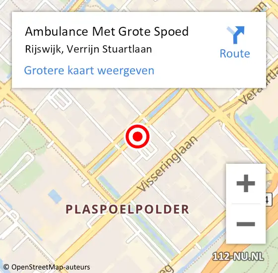 Locatie op kaart van de 112 melding: Ambulance Met Grote Spoed Naar Rijswijk, Verrijn Stuartlaan op 3 juni 2024 14:21