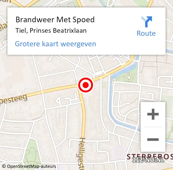 Locatie op kaart van de 112 melding: Brandweer Met Spoed Naar Tiel, Prinses Beatrixlaan op 3 juni 2024 14:23