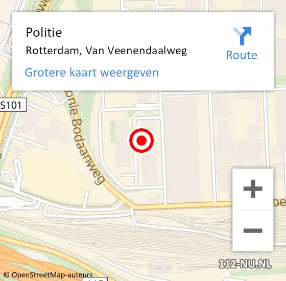 Locatie op kaart van de 112 melding: Politie Rotterdam, Van Veenendaalweg op 3 juni 2024 14:33