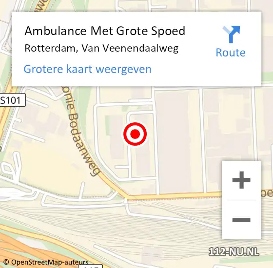 Locatie op kaart van de 112 melding: Ambulance Met Grote Spoed Naar Rotterdam, Van Veenendaalweg op 3 juni 2024 14:33