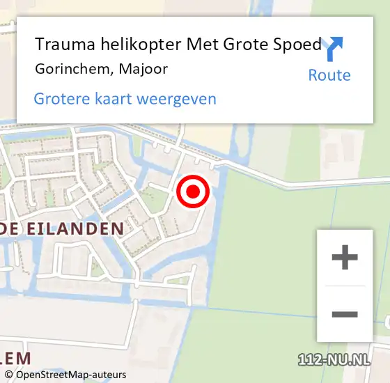 Locatie op kaart van de 112 melding: Trauma helikopter Met Grote Spoed Naar Gorinchem, Majoor op 3 juni 2024 14:48