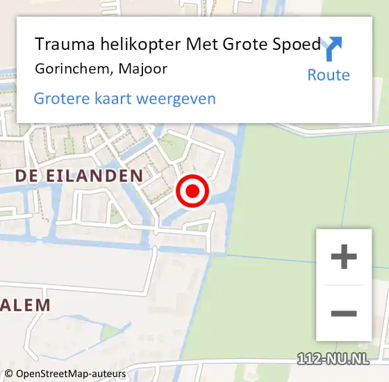 Locatie op kaart van de 112 melding: Trauma helikopter Met Grote Spoed Naar Gorinchem, Majoor op 3 juni 2024 14:52