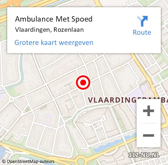 Locatie op kaart van de 112 melding: Ambulance Met Spoed Naar Vlaardingen, Rozenlaan op 3 juni 2024 15:06