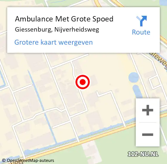 Locatie op kaart van de 112 melding: Ambulance Met Grote Spoed Naar Giessenburg, Nijverheidsweg op 3 juni 2024 15:28