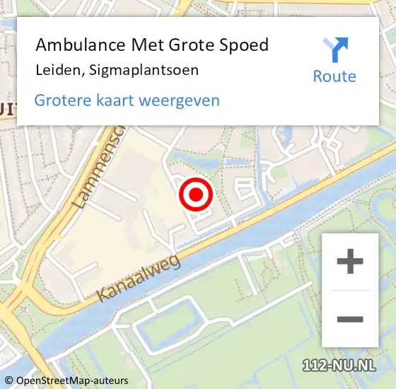 Locatie op kaart van de 112 melding: Ambulance Met Grote Spoed Naar Leiden, Sigmaplantsoen op 3 juni 2024 15:38