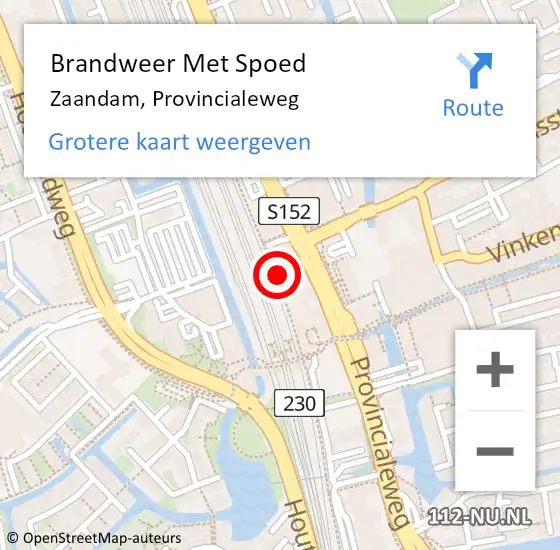 Locatie op kaart van de 112 melding: Brandweer Met Spoed Naar Zaandam, Provincialeweg op 3 juni 2024 15:48