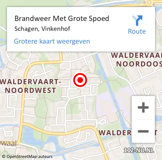 Locatie op kaart van de 112 melding: Brandweer Met Grote Spoed Naar Schagen, Vinkenhof op 3 juni 2024 15:54