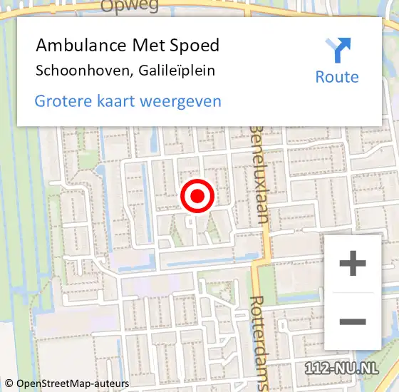 Locatie op kaart van de 112 melding: Ambulance Met Spoed Naar Schoonhoven, Galileïplein op 3 juni 2024 15:55