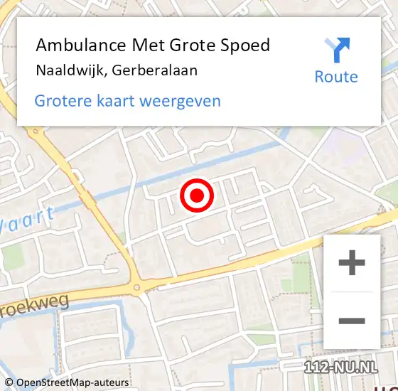 Locatie op kaart van de 112 melding: Ambulance Met Grote Spoed Naar Naaldwijk, Gerberalaan op 3 juni 2024 15:55