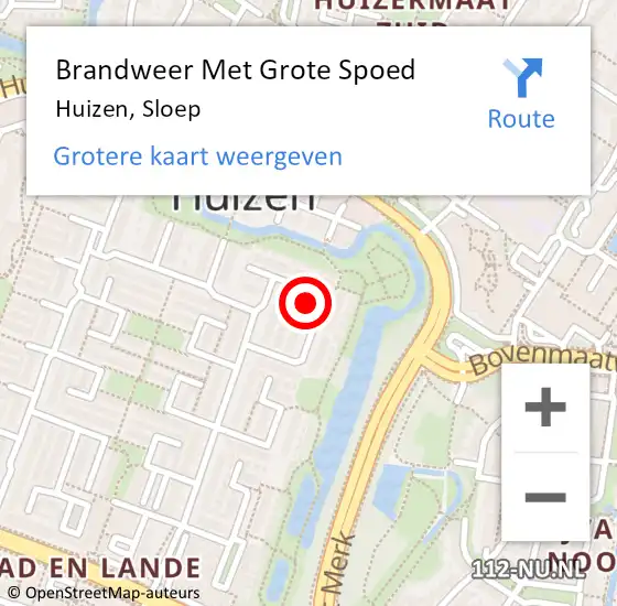 Locatie op kaart van de 112 melding: Brandweer Met Grote Spoed Naar Huizen, Sloep op 3 juni 2024 16:07