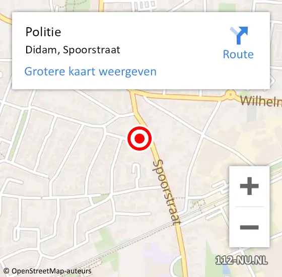 Locatie op kaart van de 112 melding: Politie Didam, Spoorstraat op 3 juni 2024 16:12