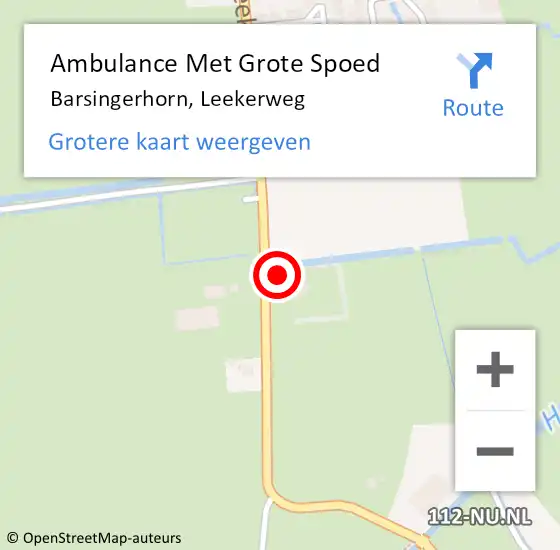 Locatie op kaart van de 112 melding: Ambulance Met Grote Spoed Naar Barsingerhorn, Leekerweg op 8 oktober 2014 09:21