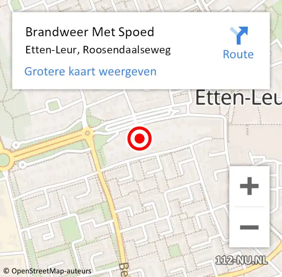 Locatie op kaart van de 112 melding: Brandweer Met Spoed Naar Etten-Leur, Roosendaalseweg op 3 juni 2024 16:24