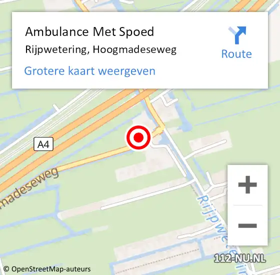 Locatie op kaart van de 112 melding: Ambulance Met Spoed Naar Rijpwetering, Hoogmadeseweg op 3 juni 2024 16:25