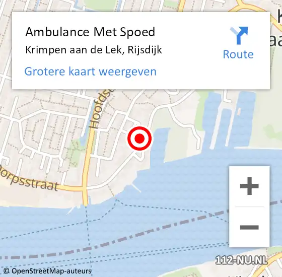 Locatie op kaart van de 112 melding: Ambulance Met Spoed Naar Krimpen aan de Lek, Rijsdijk op 3 juni 2024 16:26