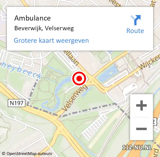 Locatie op kaart van de 112 melding: Ambulance Beverwijk, Velserweg op 3 juni 2024 16:37