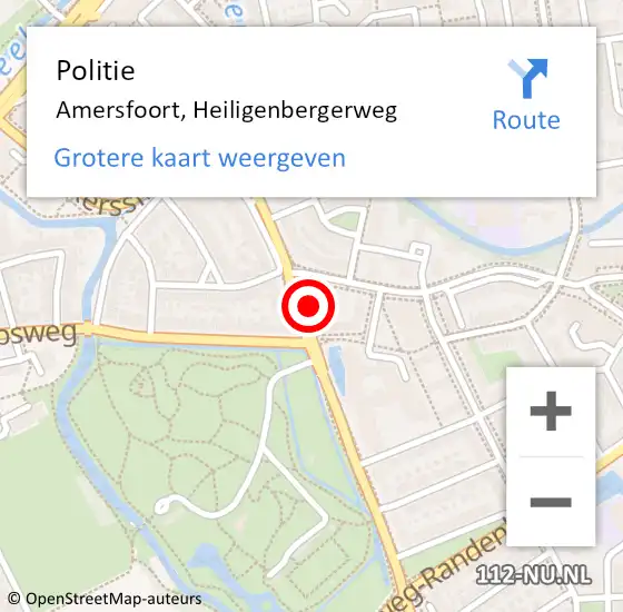 Locatie op kaart van de 112 melding: Politie Amersfoort, Heiligenbergerweg op 3 juni 2024 17:08