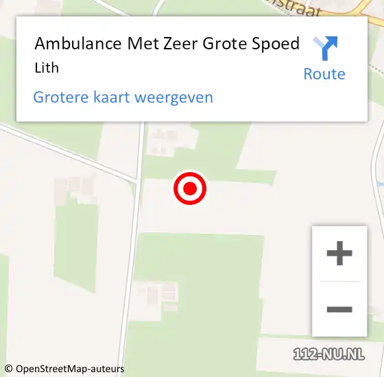 Locatie op kaart van de 112 melding: Ambulance Met Zeer Grote Spoed Naar Lith op 3 juni 2024 17:19