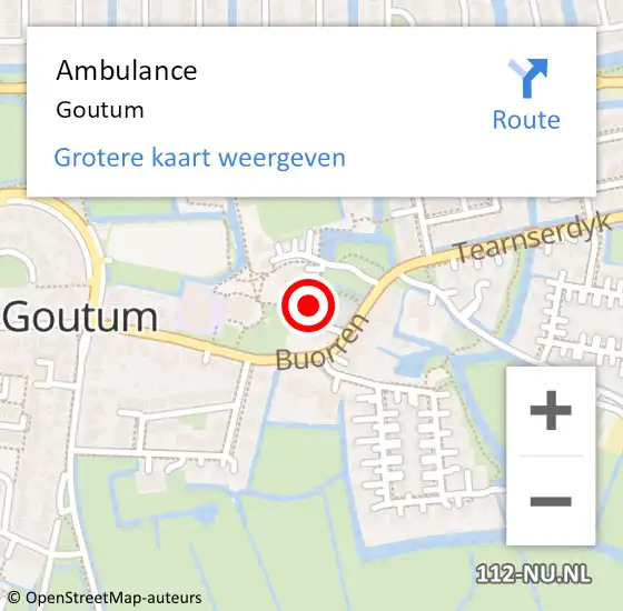 Locatie op kaart van de 112 melding: Ambulance Goutum op 3 juni 2024 17:21