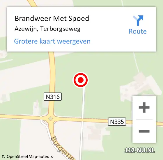 Locatie op kaart van de 112 melding: Brandweer Met Spoed Naar Azewijn, Terborgseweg op 3 juni 2024 17:21