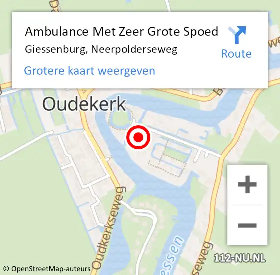 Locatie op kaart van de 112 melding: Ambulance Met Zeer Grote Spoed Naar Giessenburg, Neerpolderseweg op 3 juni 2024 17:36