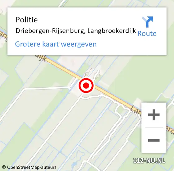 Locatie op kaart van de 112 melding: Politie Driebergen-Rijsenburg, Langbroekerdijk op 3 juni 2024 17:40