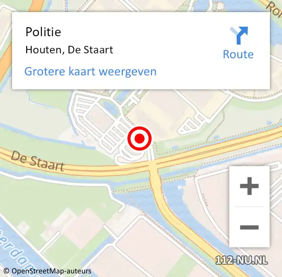 Locatie op kaart van de 112 melding: Politie Houten, De Staart op 3 juni 2024 17:41