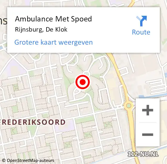 Locatie op kaart van de 112 melding: Ambulance Met Spoed Naar Rijnsburg, De Klok op 3 juni 2024 17:47