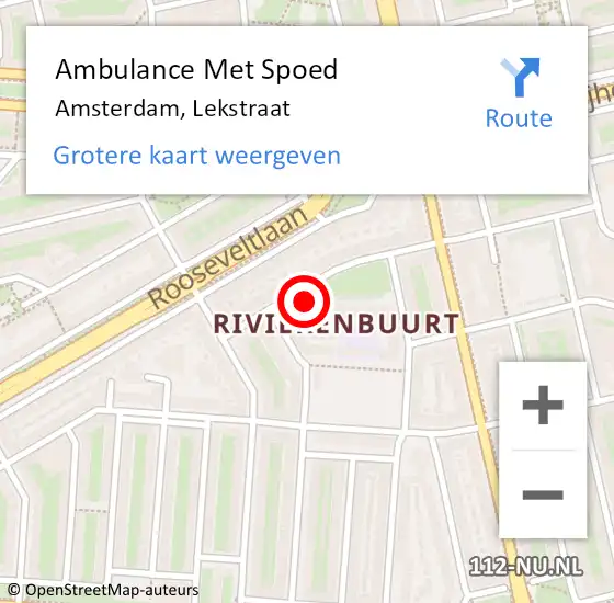 Locatie op kaart van de 112 melding: Ambulance Met Spoed Naar Amsterdam, Lekstraat op 3 juni 2024 17:49