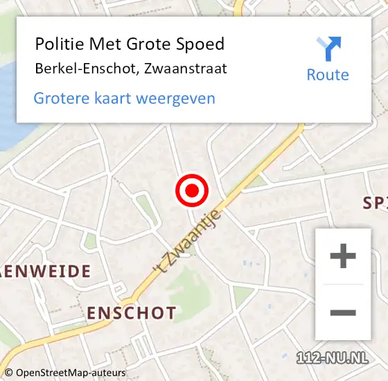 Locatie op kaart van de 112 melding: Politie Met Grote Spoed Naar Berkel-Enschot, Zwaanstraat op 3 juni 2024 18:03