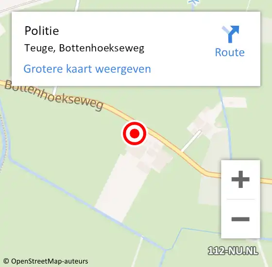 Locatie op kaart van de 112 melding: Politie Teuge, Bottenhoekseweg op 3 juni 2024 18:34