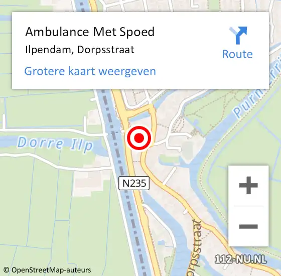 Locatie op kaart van de 112 melding: Ambulance Met Spoed Naar Ilpendam, Dorpsstraat op 3 juni 2024 18:38