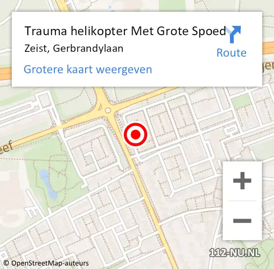 Locatie op kaart van de 112 melding: Trauma helikopter Met Grote Spoed Naar Zeist, Gerbrandylaan op 3 juni 2024 18:39