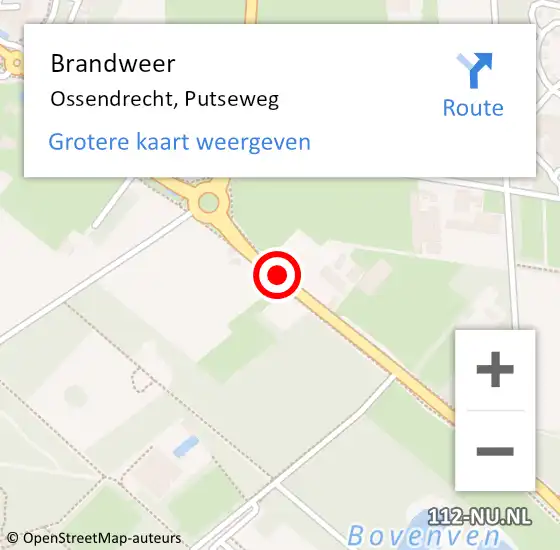 Locatie op kaart van de 112 melding: Brandweer Ossendrecht, Putseweg op 3 juni 2024 18:45