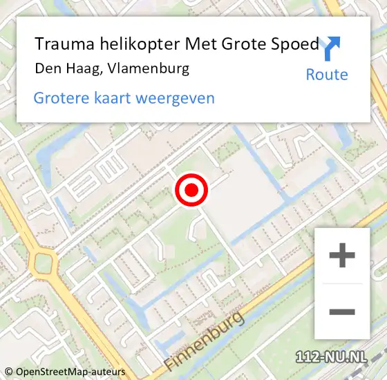 Locatie op kaart van de 112 melding: Trauma helikopter Met Grote Spoed Naar Den Haag, Vlamenburg op 3 juni 2024 18:48