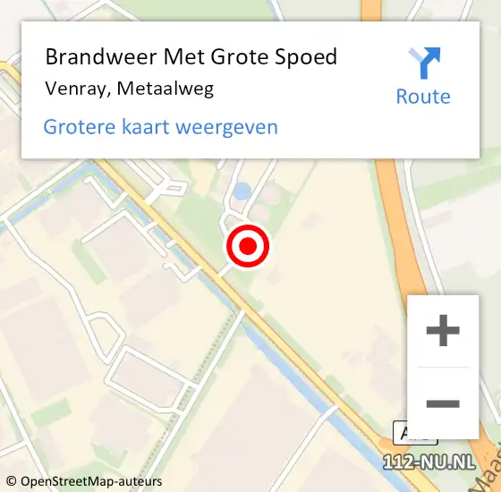 Locatie op kaart van de 112 melding: Brandweer Met Grote Spoed Naar Venray, Metaalweg op 3 juni 2024 18:54