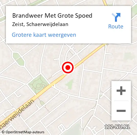 Locatie op kaart van de 112 melding: Brandweer Met Grote Spoed Naar Zeist, Schaerweijdelaan op 3 juni 2024 18:57