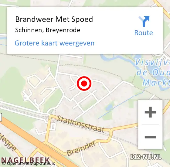 Locatie op kaart van de 112 melding: Brandweer Met Spoed Naar Schinnen, Breyenrode op 3 juni 2024 18:58