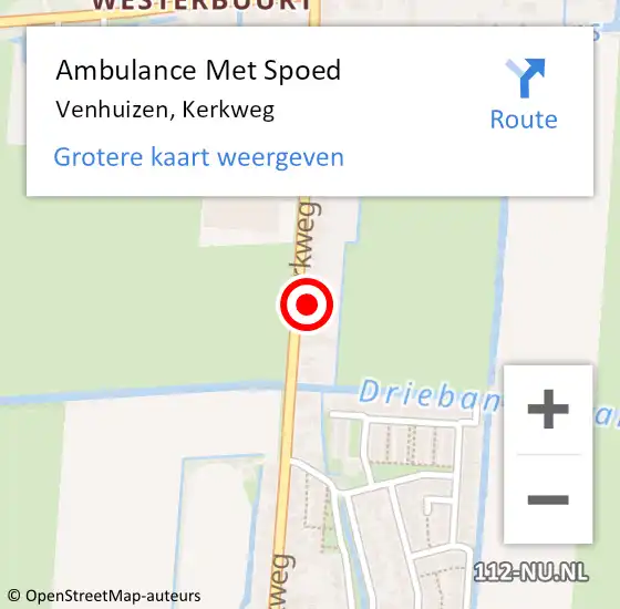 Locatie op kaart van de 112 melding: Ambulance Met Spoed Naar Venhuizen, Kerkweg op 3 juni 2024 19:23