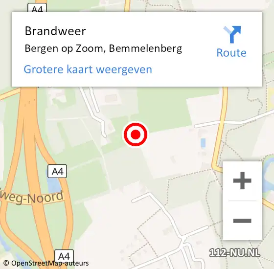 Locatie op kaart van de 112 melding: Brandweer Bergen op Zoom, Bemmelenberg op 3 juni 2024 19:28