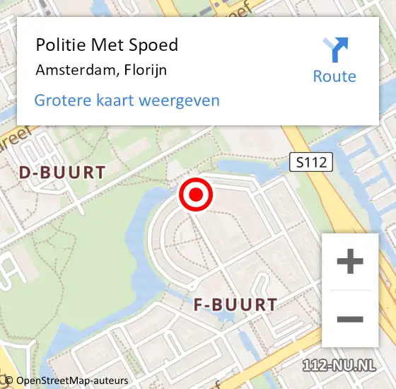 Locatie op kaart van de 112 melding: Politie Met Spoed Naar Amsterdam, Florijn op 3 juni 2024 19:34