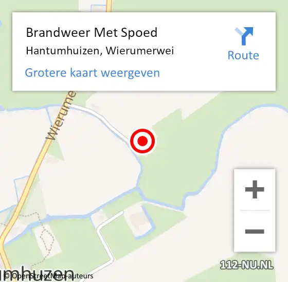 Locatie op kaart van de 112 melding: Brandweer Met Spoed Naar Hantumhuizen, Wierumerwei op 3 juni 2024 19:50