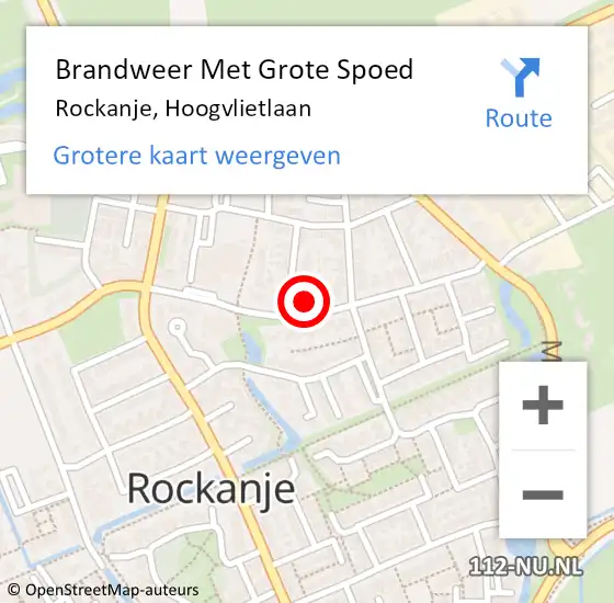 Locatie op kaart van de 112 melding: Brandweer Met Grote Spoed Naar Rockanje, Hoogvlietlaan op 3 juni 2024 19:58