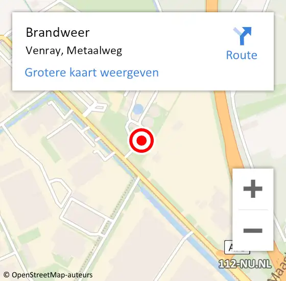 Locatie op kaart van de 112 melding: Brandweer Venray, Metaalweg op 3 juni 2024 20:01